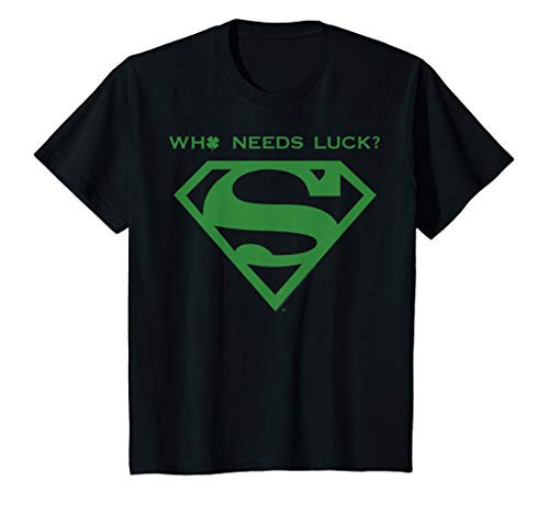 Kids DC Comics St_ Patricks Day Superman Who Needs Luck T-Shirt