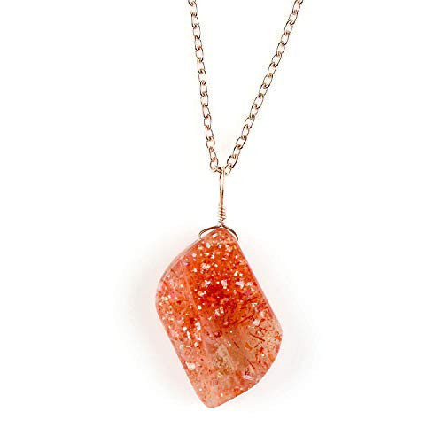 Natural Sunstone Pendant Necklace in 14K Rose Gold Plated 925 Sterling Silver For Women Personalized Gifts