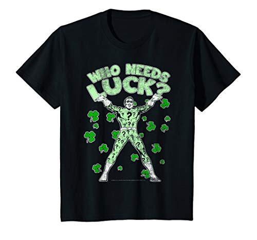 Kids DC Comics St_ Patricks Day Riddler Who Needs Luck T-Shirt