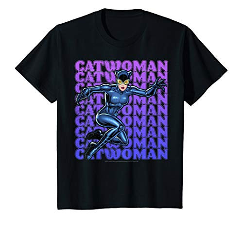 Kids DC Comics Catwoman Name Stack Portrait T-Shirt