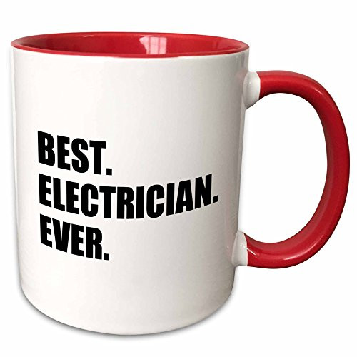 3dRose mug_184995_5" Best Electrician Ever - Fun Gift For Electronics Job - Black Text Two Tone Mug, 11 oz, Black