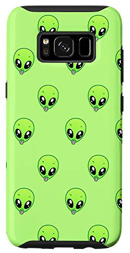 Galaxy S8 Alien Green Emoji Heads Cute Neon Alien Pattern Funny Sci-Fi Case