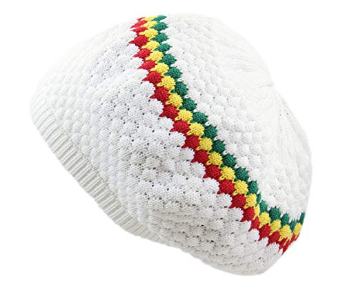 RW Mens Cotton Rasta Beanie WhiteRasta