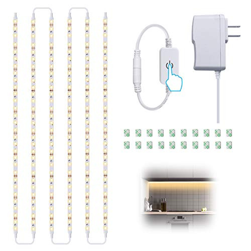 Under Cabinet LED Lighting Kit LED Strip Light with Dimmer and Adapter Under Counter Lights for Kitchen 9_8FT Dimmable Lights for Kitchen Cabinet Counter Shelf TV Back Closet 3000K Warm White