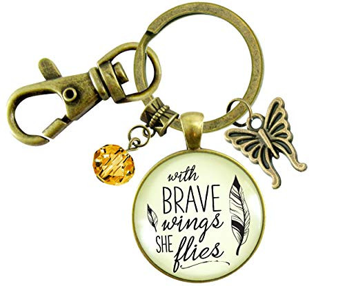 Gutsy Goodness With Brave Wings She Flies Keychain Brave Mantra Jewelry Boho Butterfly Key Ring Gutsy Goodness With Brave Wings She Flies Keychain Brave Mantra Jewelry Boho Butterfly Key Ring