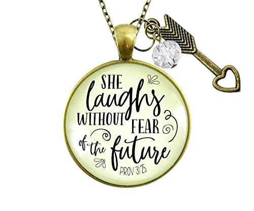 Gutsy Goodness 24 Faith Necklace She Laughs Without Fear Inspirational Pendant Jewelry For Women Gutsy Goodness 24 Faith Necklace She Laughs Without Fear Inspirational Pendant Jewelry For Women