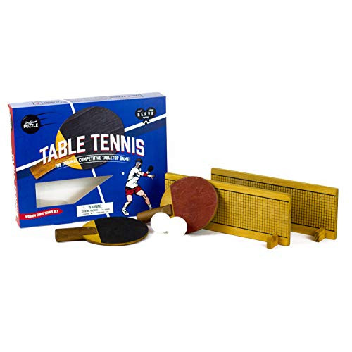 Wooden Table Tennis - Mini Tabletop Tennis Game - Small Wooden Table Tennis Game with 26 Wooden net by Professor Puzzle