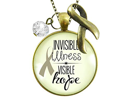 Gutsy Goodness 24 Invisible Illness Necklace Awareness Ribbon Hope Jewelry Charm Gutsy Goodness 24 Invisible Illness Necklace Awareness Ribbon Hope Jewelry Charm