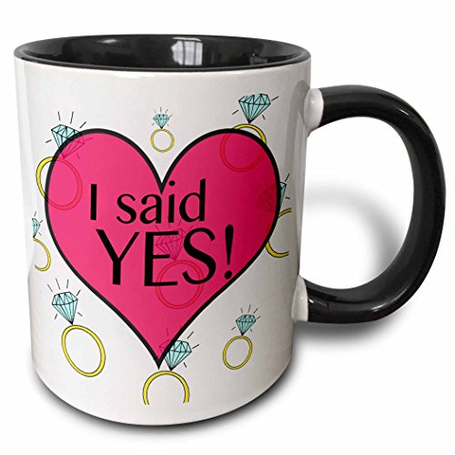 3dRose I Said Yes Two Tone Mug, Black, 11 oz