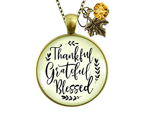 Gutsy Goodness 24 Autumn Necklace Thankful Grateful Blessed Inspirational Leaf Jewelry Gutsy Goodness 24 Autumn Necklace Thankful Grateful Blessed Inspirational Leaf Jewelry