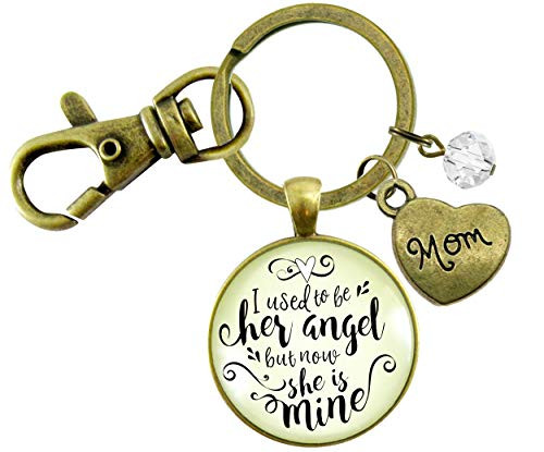 Gutsy Goodness Mom Memorial Jewelry I Used To Be Her Angel Keychain Mother Remembrance Keepsake Gift