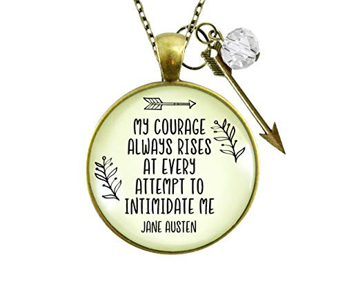 Gutsy Goodness 24 Be Courageous Necklace Jane Austen Quote Jewelry Arrow Charm Gutsy Goodness 24 Be Courageous Necklace Jane Austen Quote Jewelry Arrow Charm