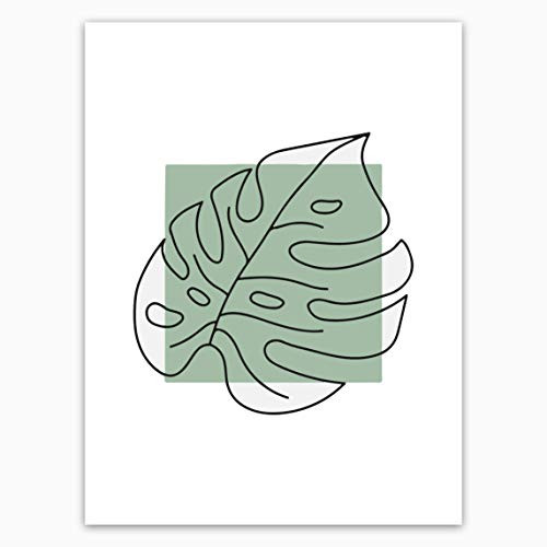 Monstera Leaf Poster  Minimal Botanical Print  Modern Plant Neutral Poster  Plant Lover Gift  Tropical Wall Art 12x16 inches