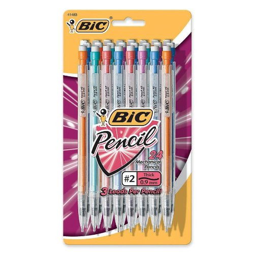 BIC Mechanical Pencils with Colorful Barrels 0_9 mm Assorted 24Pk