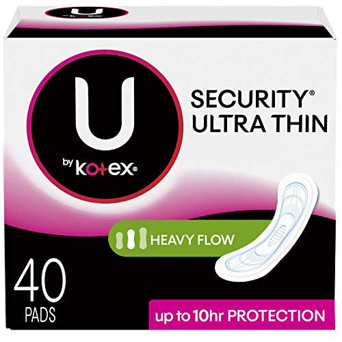 U by Kotex Security Ultra Thin Feminine Pads Heavy Flow Long Unscented 160 Count 4 Packs of 40