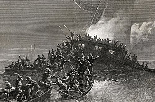 Posterazzi Destruction Of The Schooner Gaspe In The Waters Of Rhode Island 1772 Engraved Poster Print by J Rogers After J Mcnevin 18 x 11