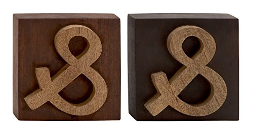 Benzara 2 Assorted Cool Wood Block Symbol Benzara 2 Assorted Cool Wood Block Symbol