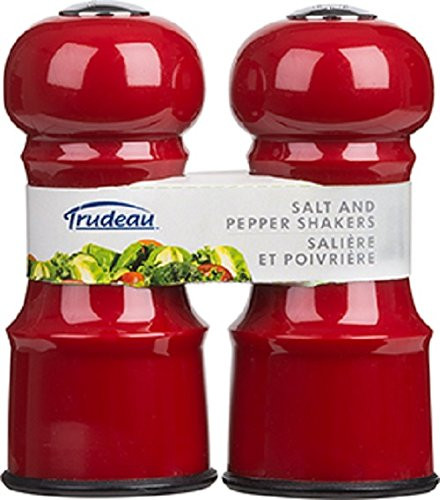 Trudeau 4-1/2-Inch Metal Salt and Pepper Shakers, Red-Colored Finish