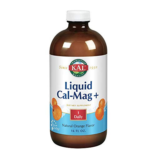 KAL Liquid Cal-Mag Vitamin D-3  Natural Orange Flavor  Healthy Bones Muscle   Heart Support  30 Serv  16 oz