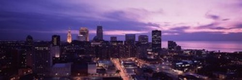 Posterazzi Buildings lit up at night in a city Cleveland Cuyahoga County Ohio USA Poster Print 18 x 6