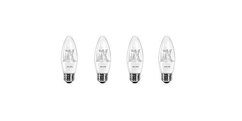 Philips LED Dimmable B12 Soft White Light Bulb with Warm Glow Effect 330-Lumen 2700-2200-Kelvin 4_5-Watt 40-Watt Equivalent E26 Base Clear 4-Pack