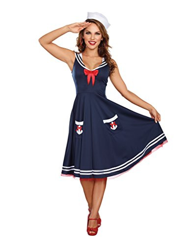 Dreamgirl Womens All Aboard Costume BlueWhite Medium
