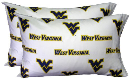College Covers West Virginia Mountaineers Pillowcase Pair Standard White