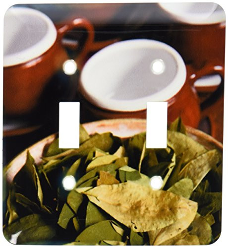 3dRose lsp-86965-2 Peru Cuzco Coca Leaves and Tea Cups Sa17 Bja0152 Jaynes Gallery Double Toggle Switch