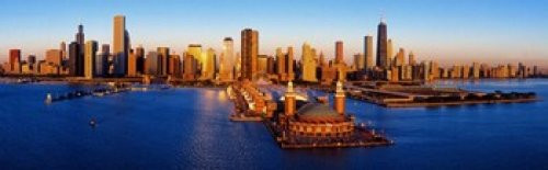 Posterazzi Sunrise at Navy Pier Lake Michigan Chicago Cook County Illinois USA Poster Print 18 x 6