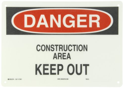 Brady 73451 14 Width x 10 Height B-120 Premium Fiberglass Black and Red on White Admittance Sign Header Danger Legend Construction Area Keep Out Brady 73451 14 Width x 10 Height B-120 Premium Fiberglass Black and Red on White Admittance Sign Header Danger Legend Construction Area Keep Out