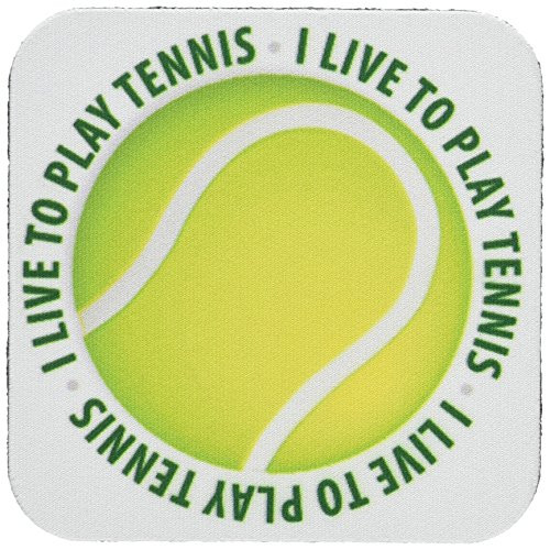 3dRose CST-41817-1 I Live to Play Tennis-Text Around Tennis Ball-Soft Coasters Set of 4