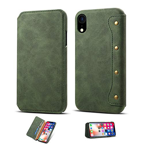iPhone Xs Max Wallet Case Leather,SXTBMR Credit Card Wallet Folding Flip Case,Kickstand,Card Holder,Magnetic Closure Protective Cover for iPhone Xs Max - Green