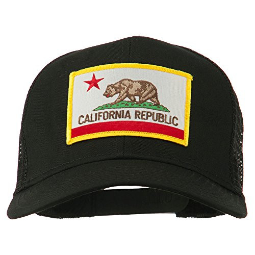 e4Hats_com California State Flag Patched Twill Mesh Cap - Black OSFM