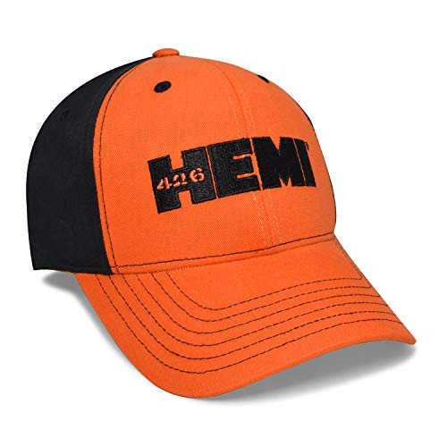 Checkered Flag Orange Red and Black Sports Baseball Cap with HEMI Logo for Dodge Jeep RAM