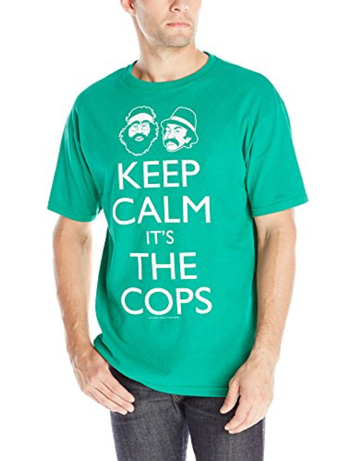Liquid Blue Mens Cheech and Chong Keep Calm T-Shirt Green Large