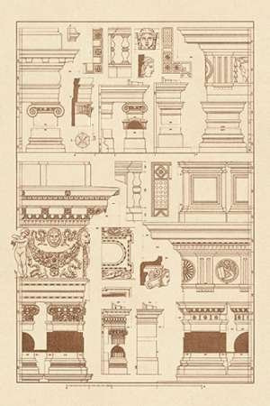 Posterazzi Poster Print Collection Details of Basilica At Vicenza and Library At Venice J_ Buhlmann 12 x 18 Multicolored
