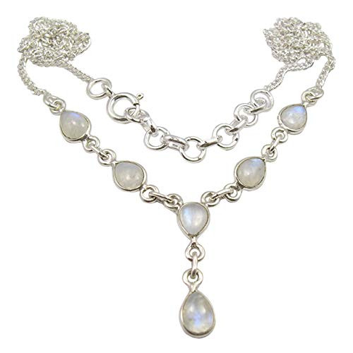SilverStarJewel 925 Sterling Silver Original Rainbow Moonstone Chain Necklace 18_7 Bijoux SilverStarJewel 925 Sterling Silver Original Rainbow Moonstone Chain Necklace 18_7 Bijoux