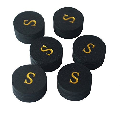 Collapsar 6pcs 14mm Black Multiple Layer Pigskin Pool Cue Tips H M S S