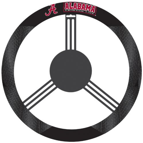 Fremont Die NCAA Alabama Crimson Tide Poly-Suede Steering Wheel Cover Fits Most Standard Size Steering Wheels BlackTeam Colors