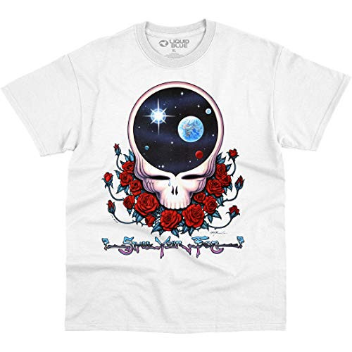 Liquid Blue Grateful Dead Space Face White T-Shirt Large