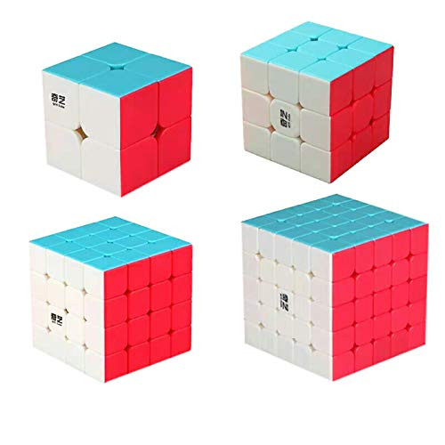 Speed Cube Set Ahyuan Professional 4 Pack Magic Cube Bundle 2x2 3x3 4x4 5x5 Stickerless Cubes Fast and Smooth Collection Puzzles Toy for Children and Adults