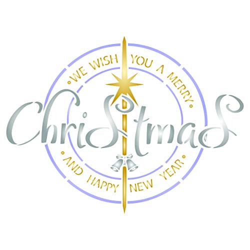 Christmas Greeting Stencil 8_5 x 6_5 inch M - Merry Christmas Sign Words Wall Stencils for Painting Template Christmas Greeting Stencil 8_5 x 6_5 inch M - Merry Christmas Sign Words Wall Stencils for Painting Template