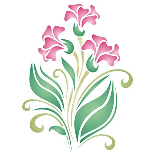 Petunia Stencil 6_5 x 8_5 inch M - Spring Flower Floral Perennial Stencils for Painting Template
