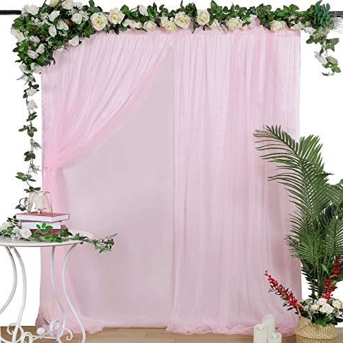 Pink Backdrop Curtains Tulle Backdrop Panels 5ftx7ft Wedding Arch Decorations Drape Photo Photography Background Backdrop