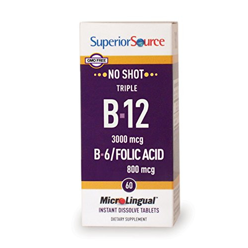 Superior Source No Shot Triple B12B6Folic multivitamins 3000 mcg 60 Count