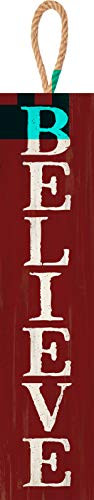 P_ Graham Dunn Believe Rosy Red 23_7 x 5_5 Wood and Jute Christmas Decorative String Sign
