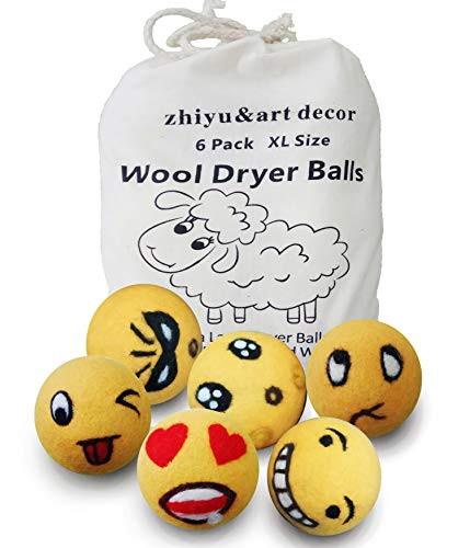 Organic Wool Dryer Balls 6 PackXL Reusable Dryer Balls Natural Fabric Softener Eco Eggs Laundry Dryer Balls Home Washing Ball Yellow Balls