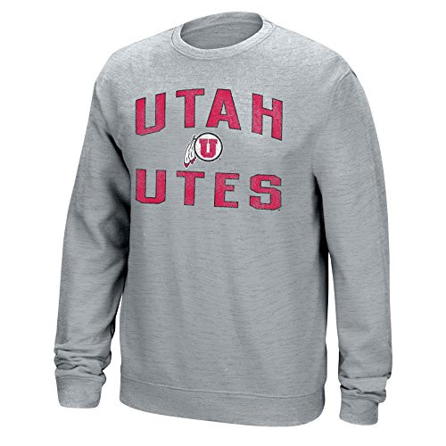 J America NCAA Mens Classic Arch Team Sweatshirt Light Heather X-Large Utah Utes