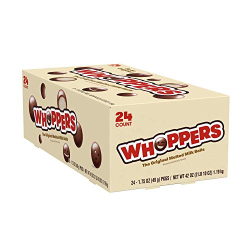 WHOPPERS Chocolate Malted Milk Balls Candy 1_75 Ounce Pack of 24 WHOPPERS Chocolate Malted Milk Balls Candy 1_75 Ounce Pack of 24