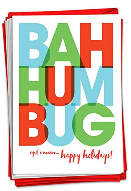 NobleWorks Bah Humbug - 12 Funny Merry Christmas Cards Boxed 1 Design 12 Cards - Boxed Holiday Humor Colorful Notecards Bulk C3425XSG-B12x1 NobleWorks Bah Humbug - 12 Funny Merry Christmas Cards Boxed 1 Design 12 Cards - Boxed Holiday Humor Colorful Notecards Bulk C3425XSG-B12x1